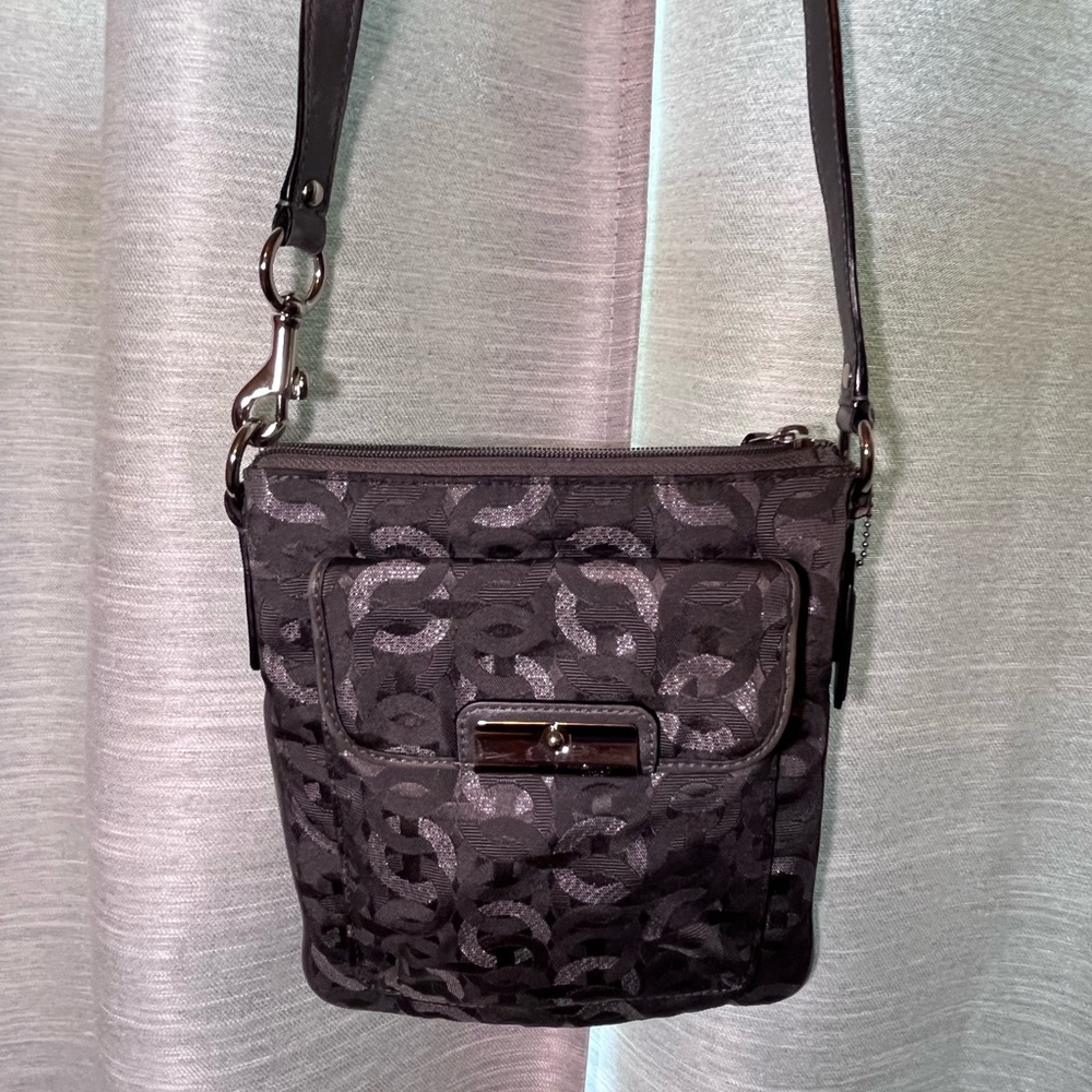 Coach Kristin Op Art Gray/ Silver Crossbody Handbag
